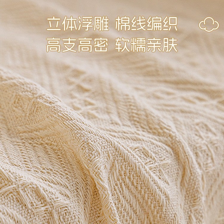 Ins Cream Style Single Sofa Towel Sofa Cover Cotton Thread Full Cover Straight Row Three-Person Non-Slip Sofa Cloth Cover Blanket - Image 3